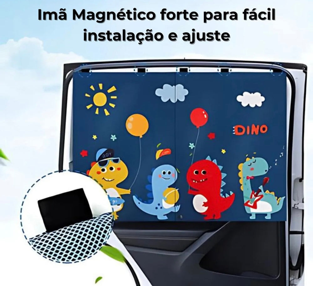 Protetor Solar Lateral Magnético com Desenhos Animados para Carros